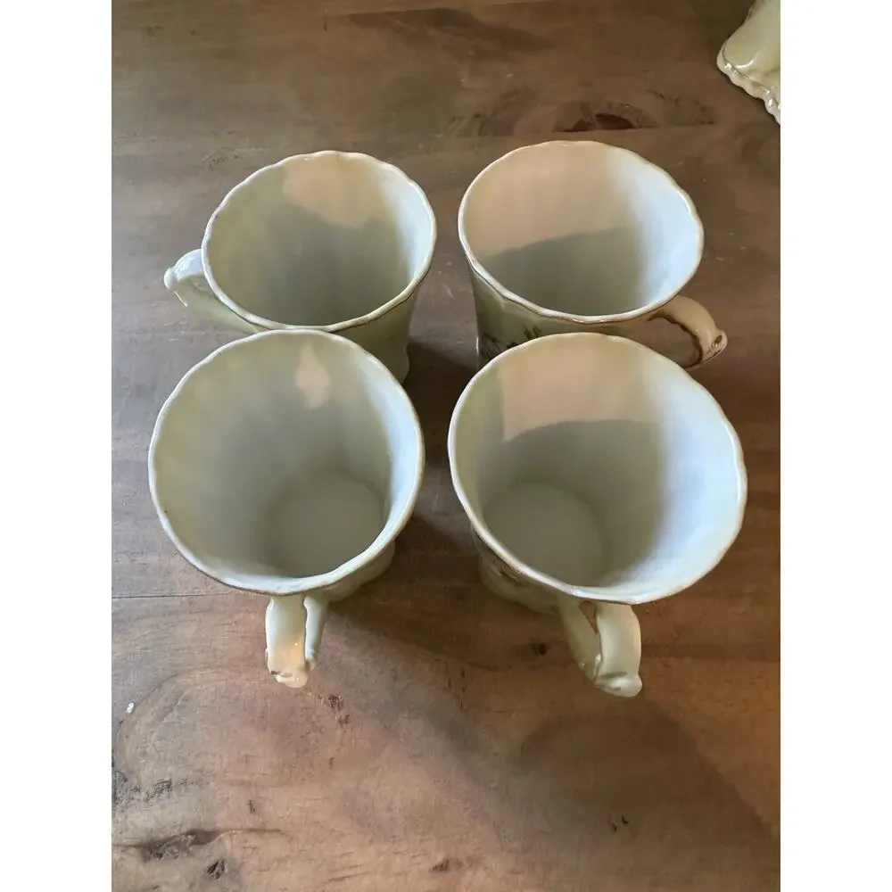 Antique Nippon Hand-Painted Dogwood Chocolate Coffee/Teapot Set with 4 cups